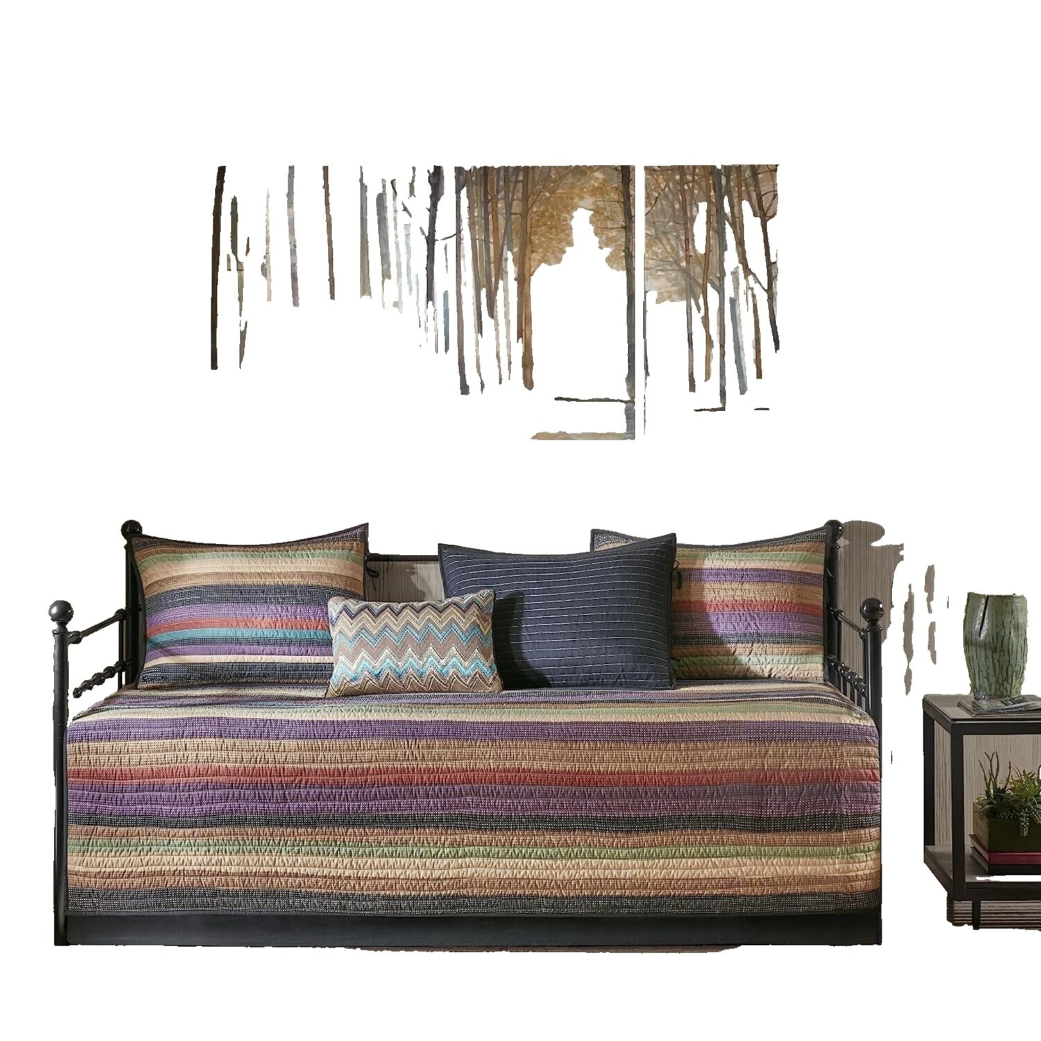 Rayas de microfibra Edredones contemporánea, colchas y cobertores para cunas