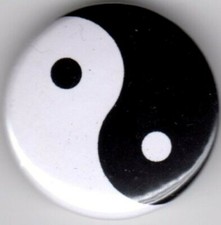 YING & YANG Pin Button Badge - 25mm - BUDDHIST - CHINESE - FENG SHUI Choice Of 5