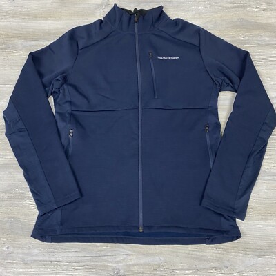 Peak Performance Men XL Vertical Mid Zip Jacket Coat Blue