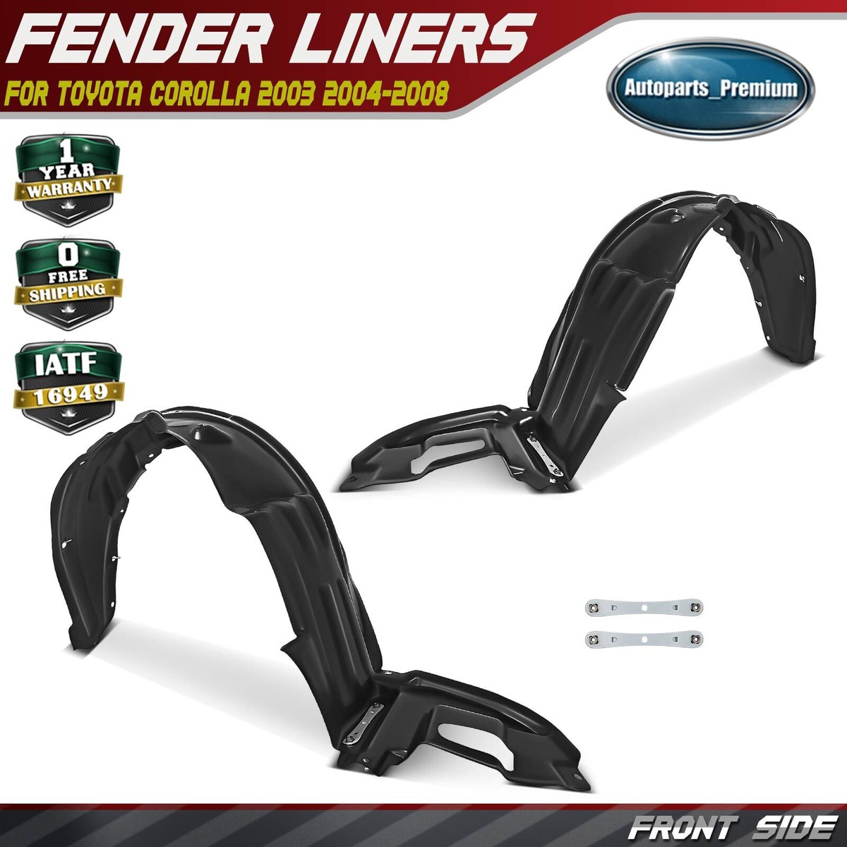 Front Inner Fender Liner Set For Toyota Corolla 2003-2008 – Left And Right – ZXMT Direct Replacement (2 Pieces) - View #2