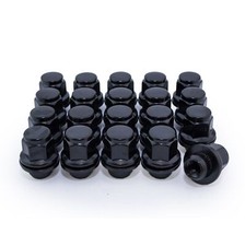 Fits Jaguar XK, XF Style Alloy Wheel Nuts M12 X 1.5 Black 19MM Hex Flat Seat X20