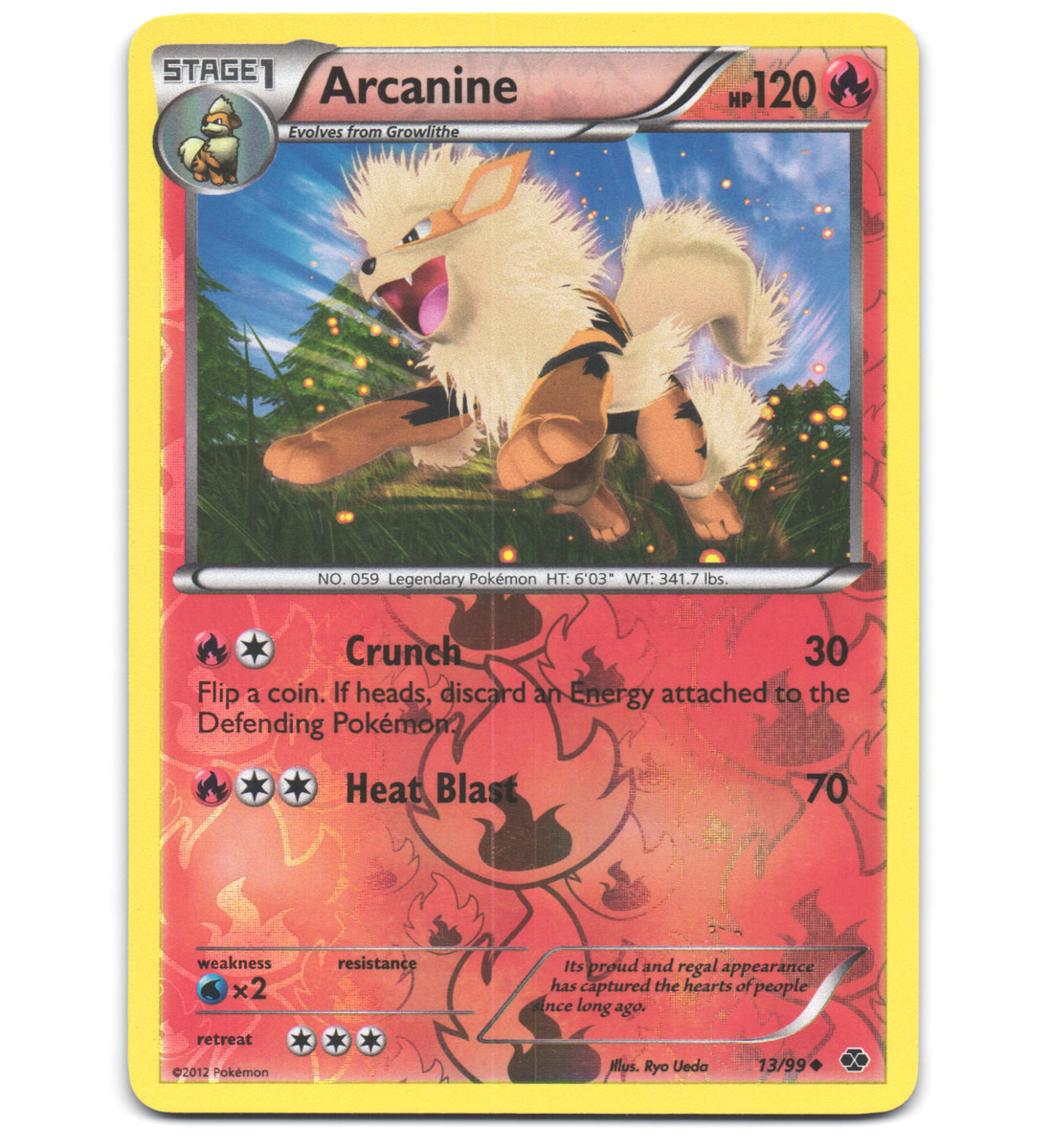 Pokemon 2012 Light Play Arcanine Next Destinies REVERSE 13/99 Card