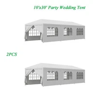 2PCS 10'x30' Party Tent Wedding Patio Gazebo Outdoor Canopy Shade w/8 Side Walls