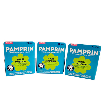Pamprin Menstrual Pain Multi-Symptom Caplets 60 Caplets Aspirin Free Exp 06/2027