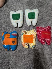 5 Handmade Tooth Fairy Pillow Cute Felt Tooth w Pocket Kids Keepsake