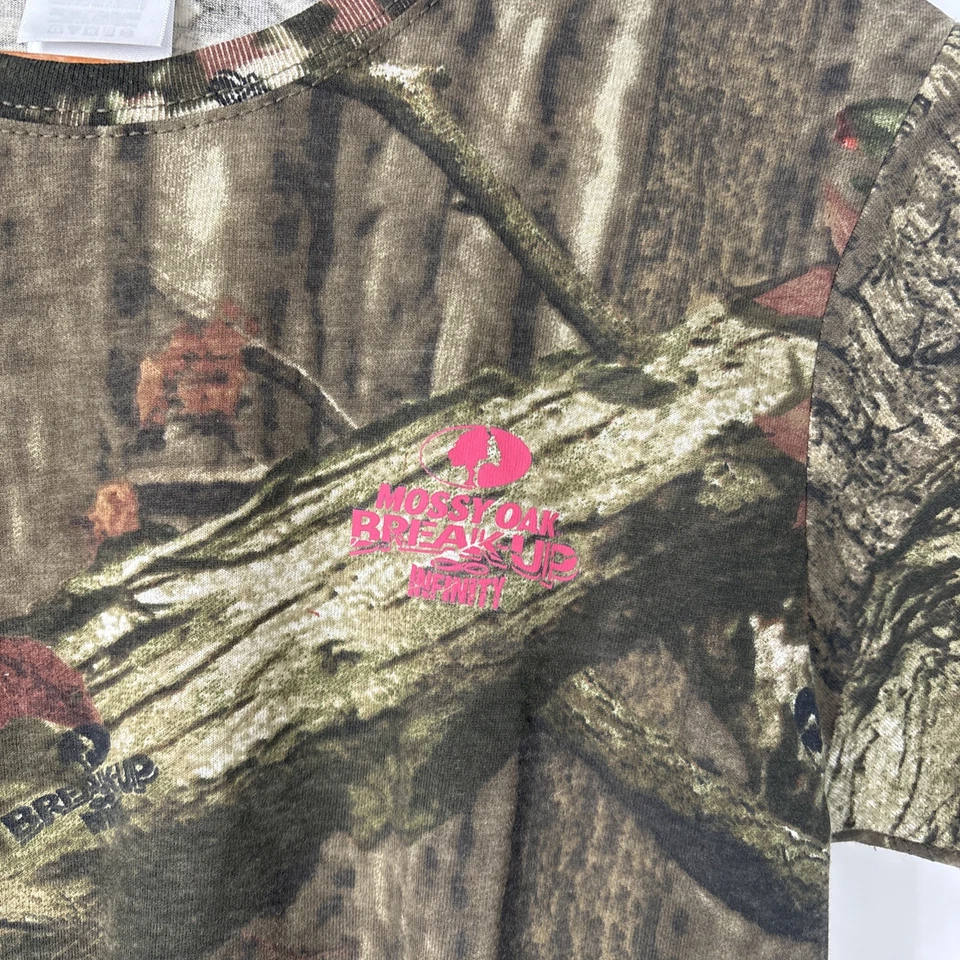 Mossy Oak Womens Breakup Infinity T Shirt Camouflage Pink Logo Hunting Outdoors - Image 3 of 4