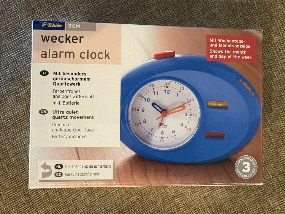 Tchibo Alarm Clock w/ Month & Day Display NEW TCM Hamburg Germany - Image 4 of 4