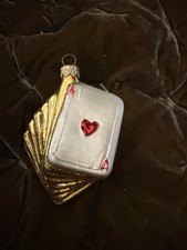 Ace Of hearts Cards Hand Blown Glass Christmas Ornament Possible Radko?