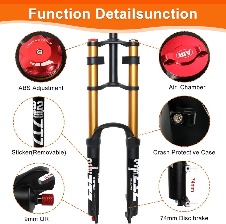 ZTZ 26/27.5/29 inch MTB Air Suspension Fork,180mm Travel,for XC/AM MTB,9mm QR - Image 4 of 4