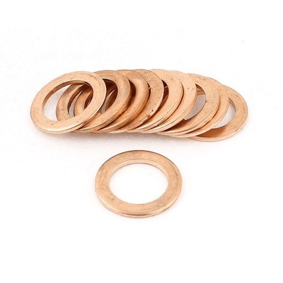 uxcell 10Pcs 13mmx20mmx1.5mm Copper Crush Washer Flat 0.8 inches, copper tone