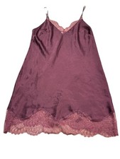 Victoria  s Secret Women  s Medium Satin Chemise Slip Lingerie Adj Strap Maroon