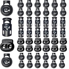 48pcs Upgraded Plastic Cord Lock, Locks - Draw 1inch, Black