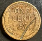 1935-P  Lincoln Wheat Cent  Reverse Side Lamination Error A-896