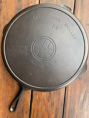 Griswold Cast Iron #14 Large Block Logo Skillet w/ Heat Ring