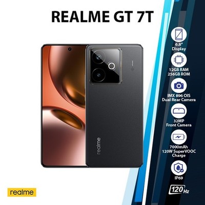 Realme GT 7T 5G Android Cell Phone (BLACK/12GB+256GB/Dual SIM
