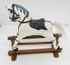 Vintage Wooden Rocking Horse Hand Painted White Toy- Nursery Decor
