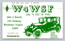 Ham Radio QSL W4WSF Winchester VA USA 1970 Ten Tec QRP 3 Watts Vintage