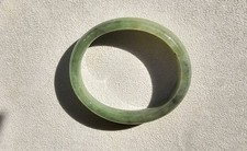 Certified Natural Burma Grade A Jadeite Jade Oval Bangle Icy Olive Green 54 mm