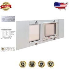 Adjustable Sash Window Pet Door: Aluminum, 23-28" Fit, 6.25" Lexan Flap