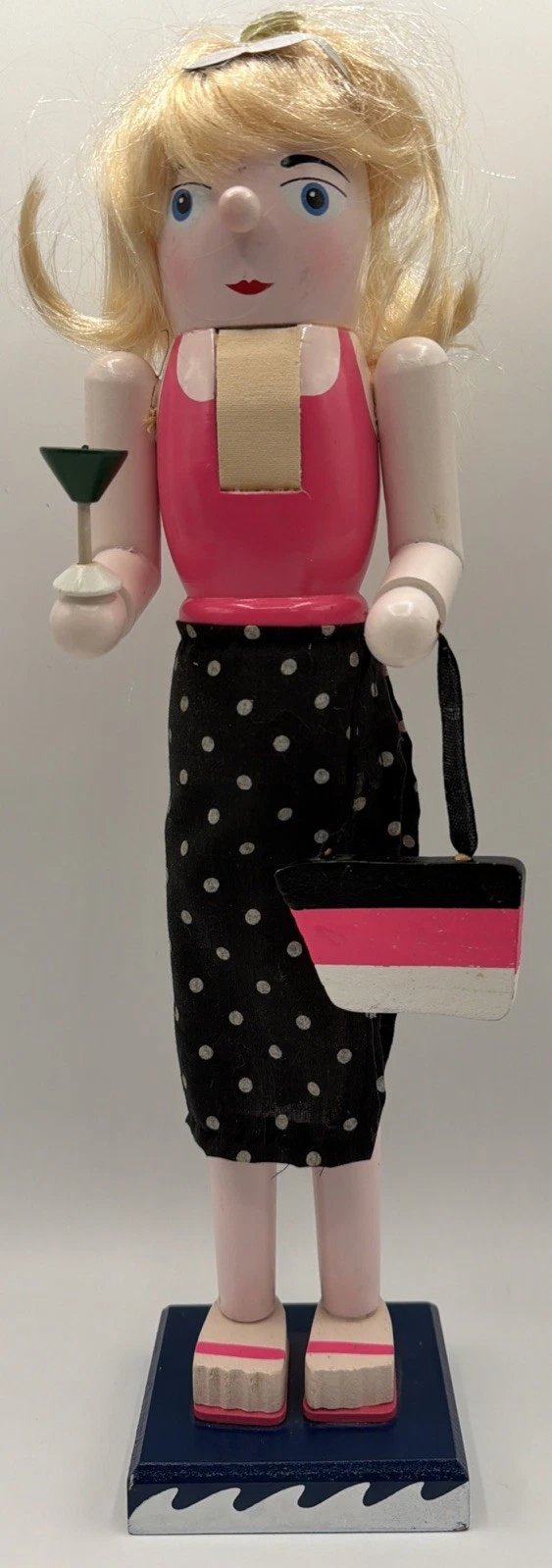 15" Hand Painted Lady at the Beach w/Margarita & Purse Nutcracker.