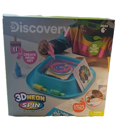 Discovery  3D Neon Spin Motorized Art Station   Includes Spin Art Machine, 3D Gl