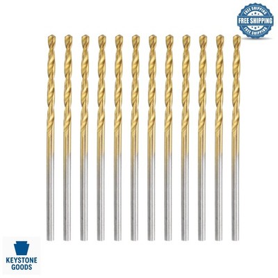 12pcs Titanium-Coated High-Speed Steel Drill Bits - 1/16'' for Metal, Wood & P...