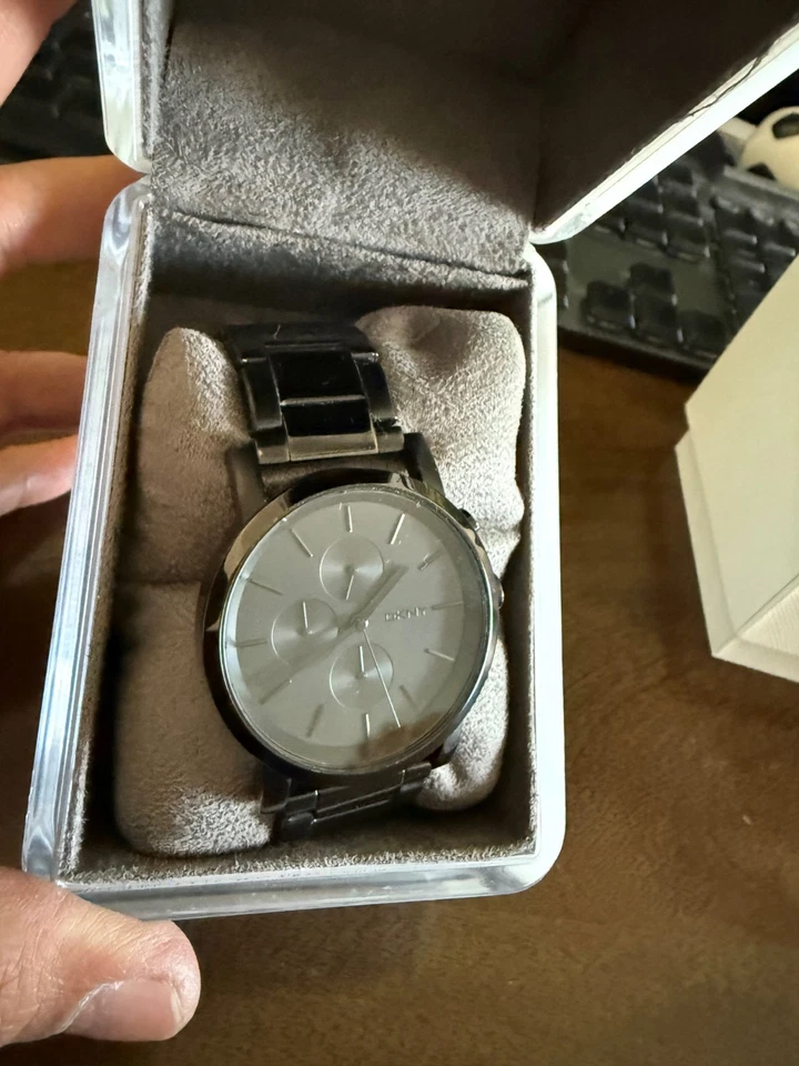 Reloj DKNY Hombre Cronógrafo Negro Acero Inoxidable NY-2103 – Eslabones Extra + Caja – Foto 3 de 4