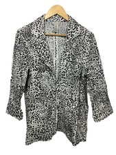 MULTIPLES Women's Tucked Cuff Three Quarters Sleeve Lapel Front Jacket Size M