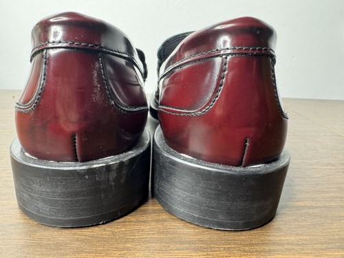 Zara Red Patent Leather Penny Loafer Womens Size 39 Burgundy - Picture 7 of 12