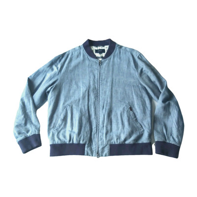 GANT Bomberjacke Herren 2XL XXL Drifter Baumwolle Leinen hell hellblau Full Zip