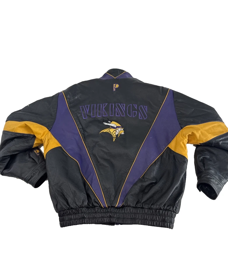 Vintage Pro Player Minnesota Vikings Leather Jacket Mens L NFL 90s Retro - Image 4 of 4
