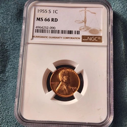 1955-S Lincoln Wheat Cent Penny NGC MS 66 RD