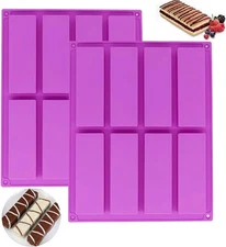 8 Cavity Granola Bar Mold Rectangle Silicone Chocolate Candy Molds for Baking