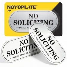 No Soliciting Sign for House Front Door Sign Pack 7x3 Inch 2 White