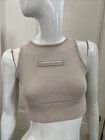 MANIERE DE VOIR NEW! Beige Ribbed Crew Neck Cropped Tank Top Sz 8