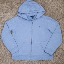 Polo Ralph Lauren Zip Up Hoodie Light Blue Kids Size L 14-16 Cotton Blend