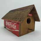 Vintage 1999 Coca-Cola Wooden Birdhouse Handcrafted Rustic Folk Art Decor 11"x7"