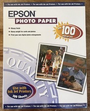 Epson Photo Paper 8,5  X11  Ink Jet Printer 100 Sheets . Glossy Finish, Heavy Wt