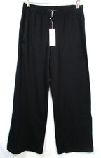 -NWT Eileen Fisher Black F/L Straight Pant W/ Vent Cozy Brushed Terry Hug Sz XS