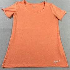 Nike Women's Training Active T-Shirt Short Sleeve Orange Small Crew Neck Dri-FIT