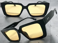 Men Classic Vintage Retro Sophisticated Stylish SUNGLASSES Black Frame Nude Lens