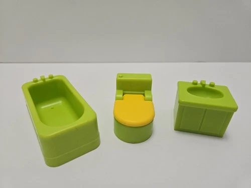 Vintage Fisher Price Little People Green Bathroom Furniture