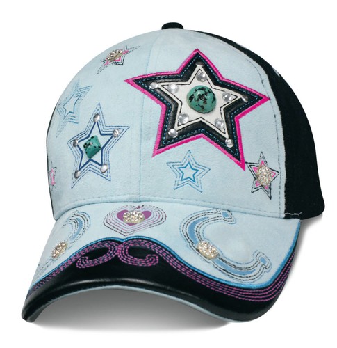 Women's Caps Hats Heartland Ladies Country Faux Leather Rhinestones & Studs - Picture 10 of 13