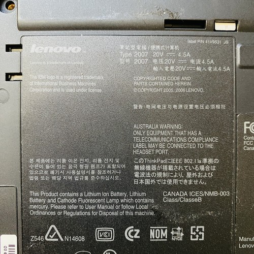 IBM Lenovo ThinkPad T60p 2.0GHz Duo HDD UXGA/FHD+ 1600x1200 Untested AS IS - Picture 22 of 22