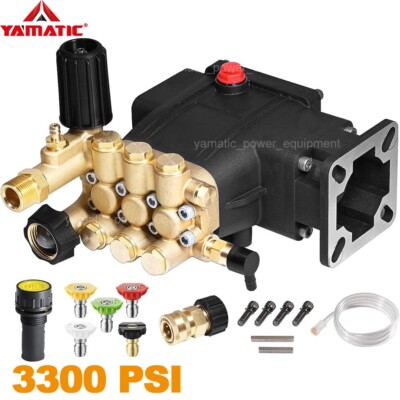 YAMATIC 3300 PSI Horizontal Triplex Pressure Washer Pump 3/4'' Shaft 3.0 GPM