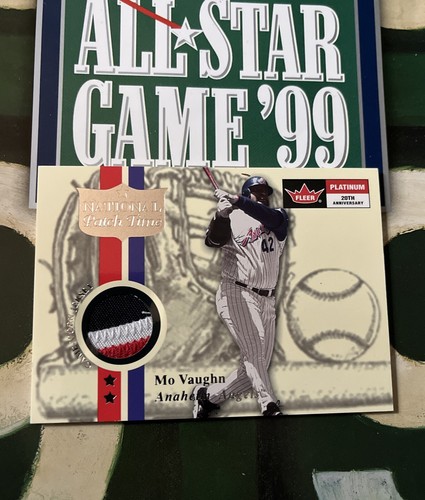 MO VAUGHN 2001 FP NATIONAL PATCH TIME 3 COLOR GAME USED ANGELS JERSEY PATCH