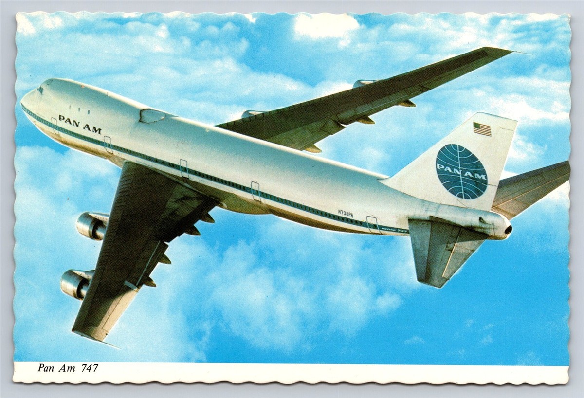 Airplane Postcard Pan Am Boeing 747 Jumbo Jet N738PA Climbing In