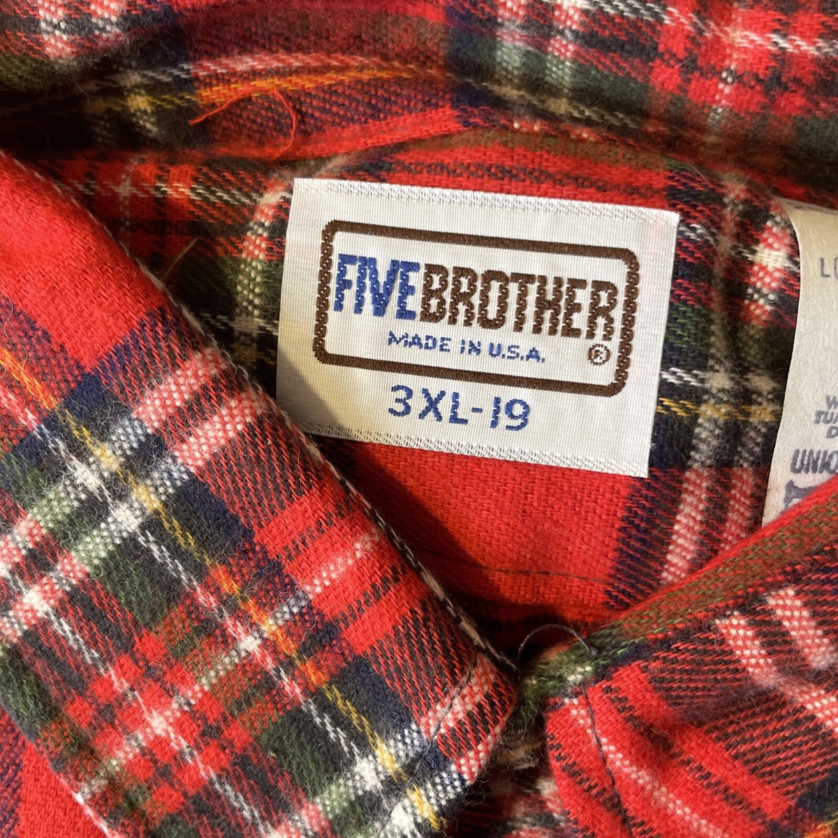【FIVE BROTHER】ファイブラ flannel shirt 70s〜 L Vintage 60s 70s NOS NWOT Five Brother USA Union Made Flannel