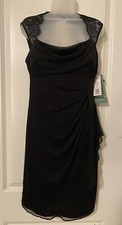 Scarlett Little Black Dress Lace Shoulders Ruched Size 8 NWT New Holiday