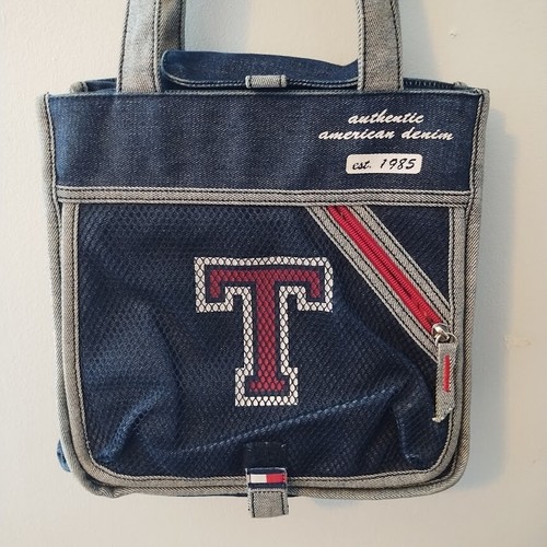 Y2K Tommy Hilfiger Denim Big T Small Messenger Purse Shoulder Bag Vintage - Picture 2 of 15